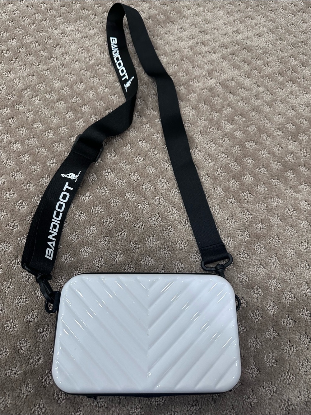 Bandicoot White Mini Crossbody Bag with Detachable Logo Strap